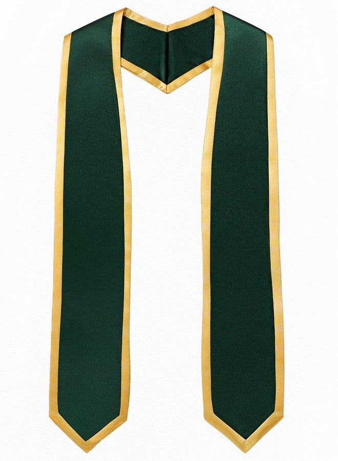 Ftyfty Unisex Adult Graduation Honor Stole Classic End With Trim 72" Long (Forest Green with Gold Trim, 72" Long) - Image 1
